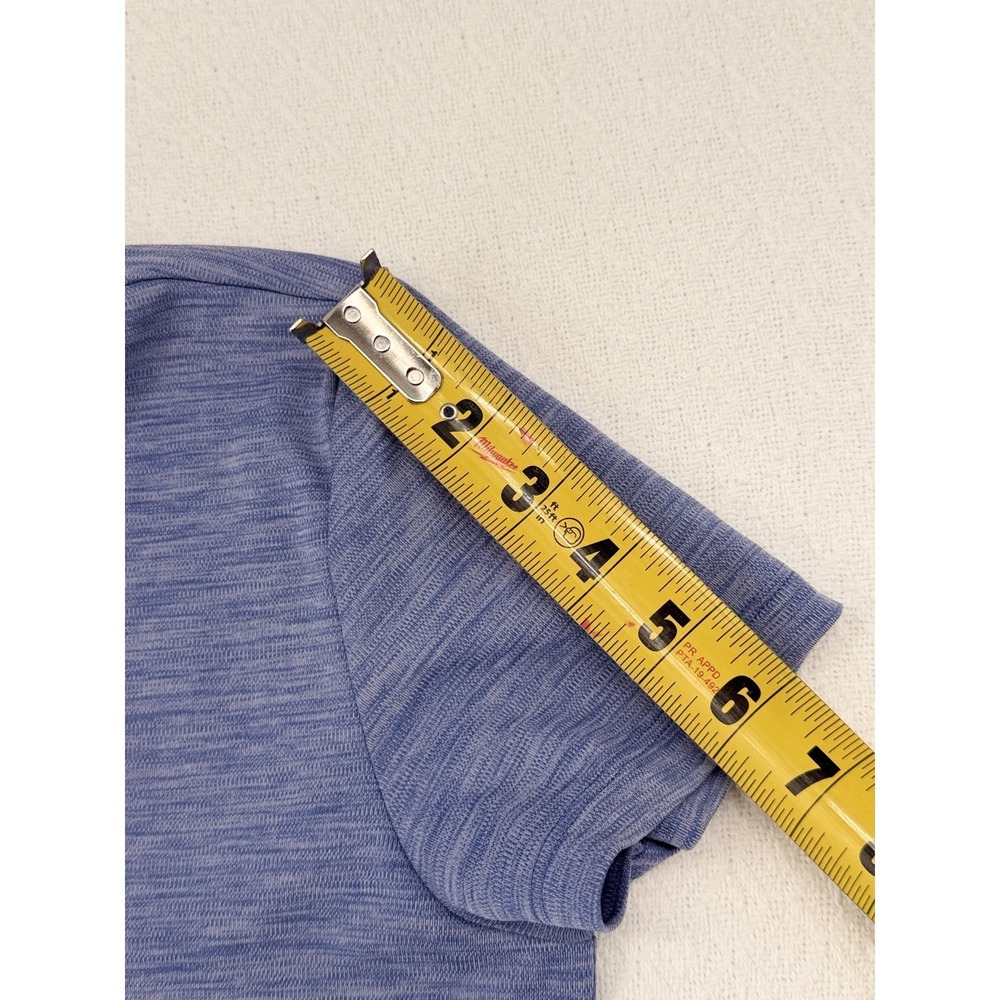 Under Armour Women Small Blue Heather Space Dye V-Neck HeatGear T-Shirt Slim Fit - Picture 4 of 7